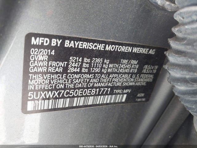2014 Bmw X3 Xdrive35i მანქანა იყიდება აუქციონზე, vin: 5UXWX7C50E0E81771, აუქციონის ნომერი: 44792530
