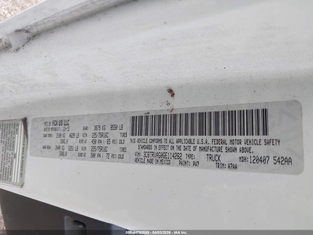 Aukcja sprzedaży 2016 Ram Promaster 1500 Low Roof, vin: 3C6TRVAG0GE114262, numer aukcji: 44792559