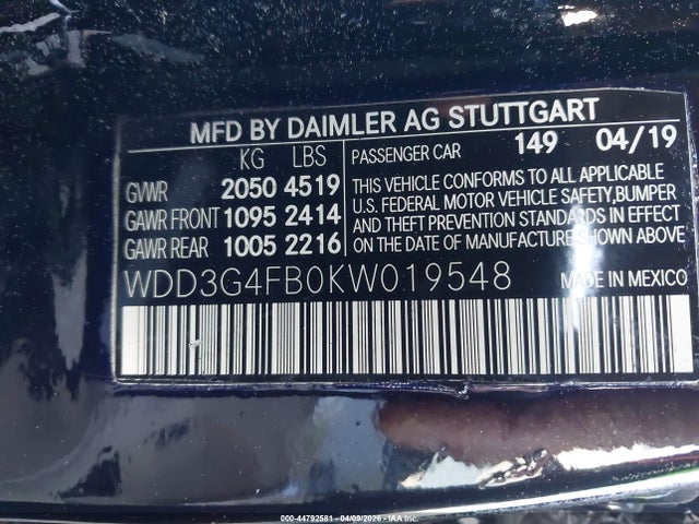 Продажа на аукционе авто 2019 Mercedes-benz A 220 4matic, vin: WDD3G4FB0KW019548, номер лота: 44792581
