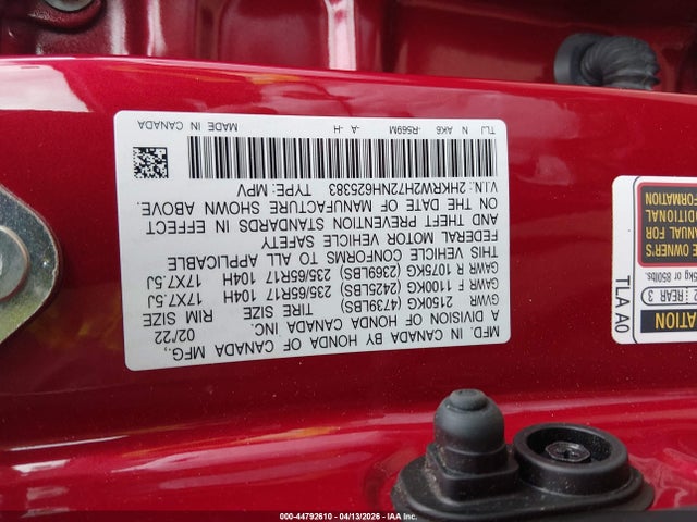 Продажа на аукционе авто 2022 Honda Cr-v Awd Special Edition, vin: 2HKRW2H72NH625383, номер лота: 44792610