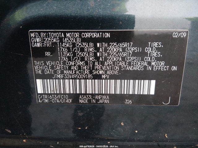 2009 TOYOTA RAV4 JTMBF33V495009185 Photo 8