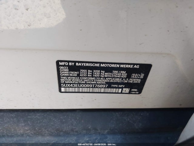5UX43EU00R9T76897 BMW X5 Phev Xdrive50e