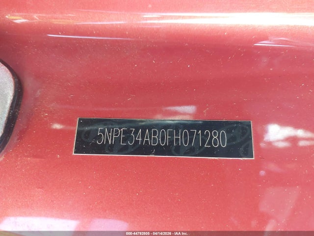 2015 Hyundai Sonata Sport 2.0t მანქანა იყიდება აუქციონზე, vin: 5NPE34AB0FH071280, აუქციონის ნომერი: 44792805