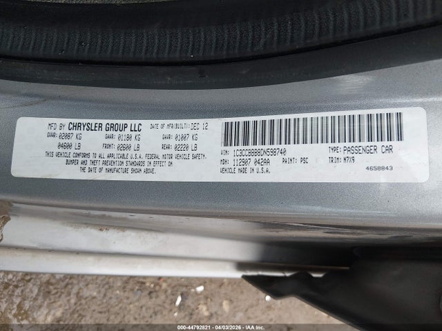 2013 Chrysler 200 Touring მანქანა იყიდება აუქციონზე, vin: 1C3CCBBB8DN598740, აუქციონის ნომერი: 44792821