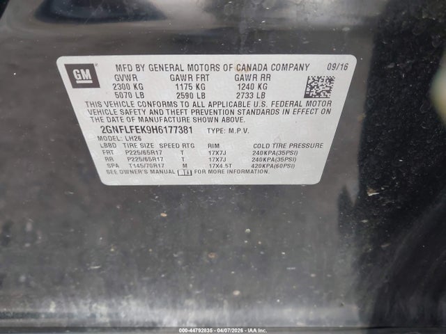 Chevrolet EQUINOX LT 2017 2GNFLFEK9H6177381 Image 9