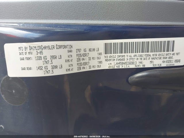 2005 JEEP GRAND CHEROKEE 1J4HR58N05C669813 Photo 8