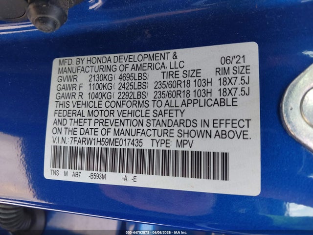 2021 HONDA CR-V 7FARW1H59ME017435 Photo 8