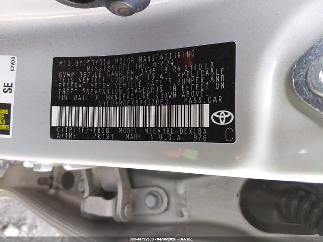 Toyota COROLLA LE 2024 5YFB4MDEXRP157063 Image 9