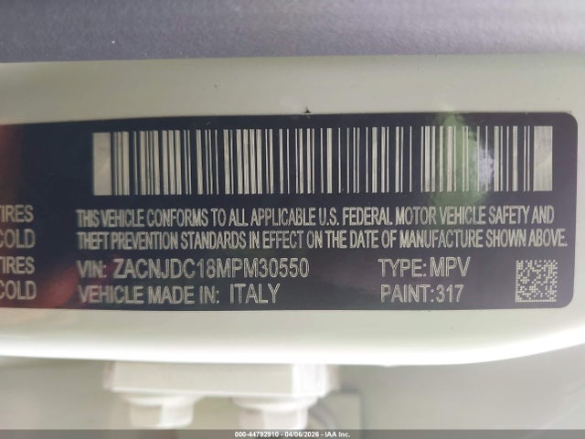 Aukcja sprzedaży 2021 Jeep Renegade Trailhawk 4x4, vin: ZACNJDC18MPM30550, numer aukcji: 44792910
