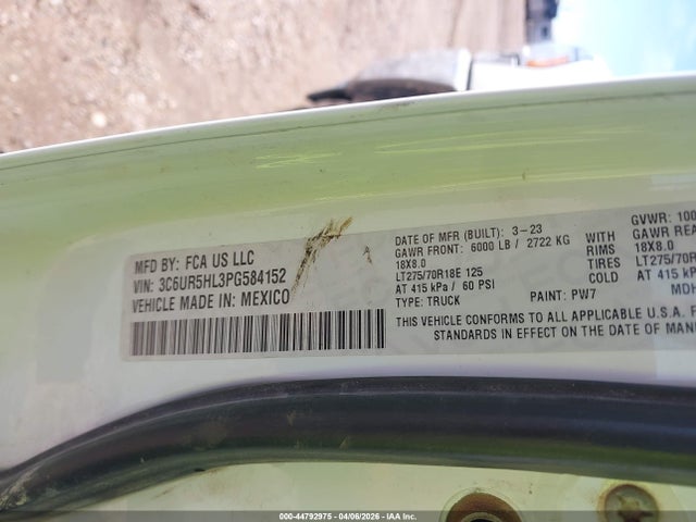 Aukcja sprzedaży 2023 Ram 2500, vin: 3C6UR5HL3PG584152, numer aukcji: 44792975