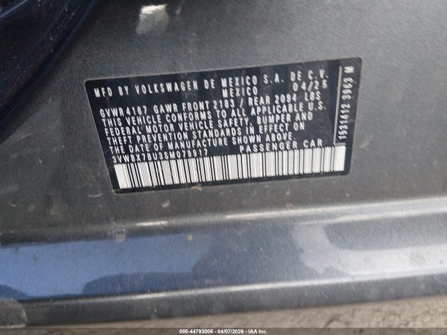 Aukcja sprzedaży 2025 Volkswagen Jetta 1.5t Sport, vin: 3VWBX7BU3SM079917, numer aukcji: 44793006