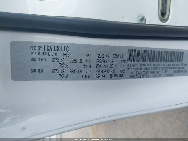 1C4PJLCB1KD145800 Jeep Cherokee Latitude Fwd