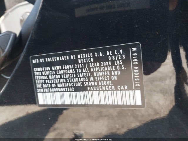 44793021 :رقم المزاد ، 3VW7M7BU0RM002902 vin ، 2024 Volkswagen Jetta 1.5t Se مزاد بيع