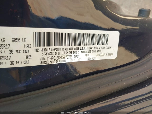 2012 Chrysler Town & Country Touring მანქანა იყიდება აუქციონზე, vin: 2C4RC1BG7CR273736, აუქციონის ნომერი: 44793027