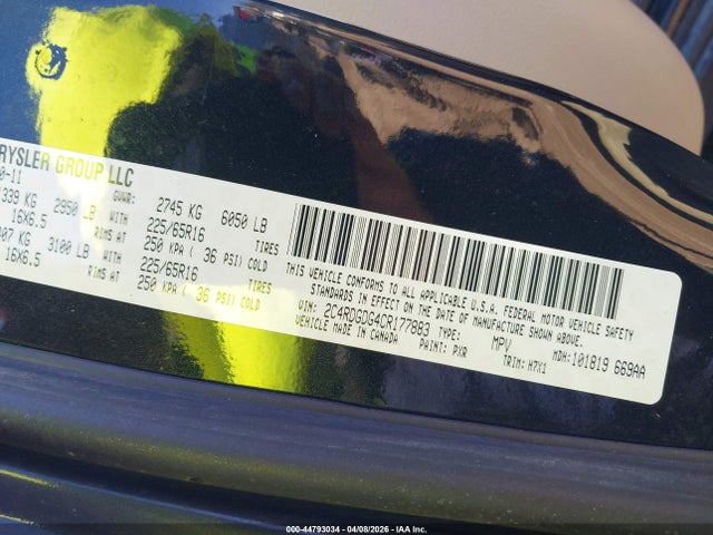 44793034 :رقم المزاد ، 2C4RDGDG4CR177883 vin ، 2012 Dodge Grand Caravan Crew مزاد بيع