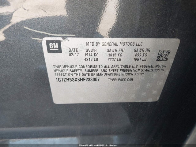 1G1ZH5SX3HF233007 Chevrolet Malibu Premier