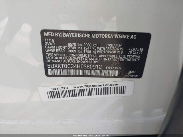 44793079 :رقم المزاد ، 5UXKT0C34H0S80912 vin ، 2017 Bmw X5 Edrive Xdrive40e Iperformance مزاد بيع