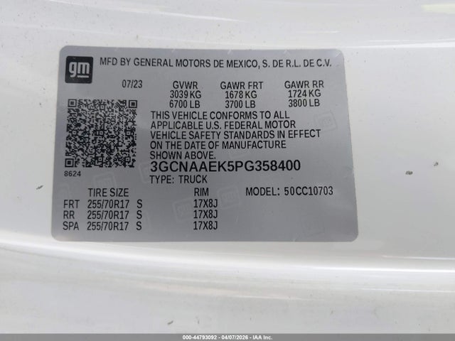 Chevrolet Silverado 1500 2023 3GCNAAEK5PG358400 Image 9