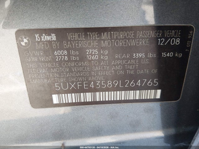 2009 BMW X5 5UXFE43589L264765 Photo 8