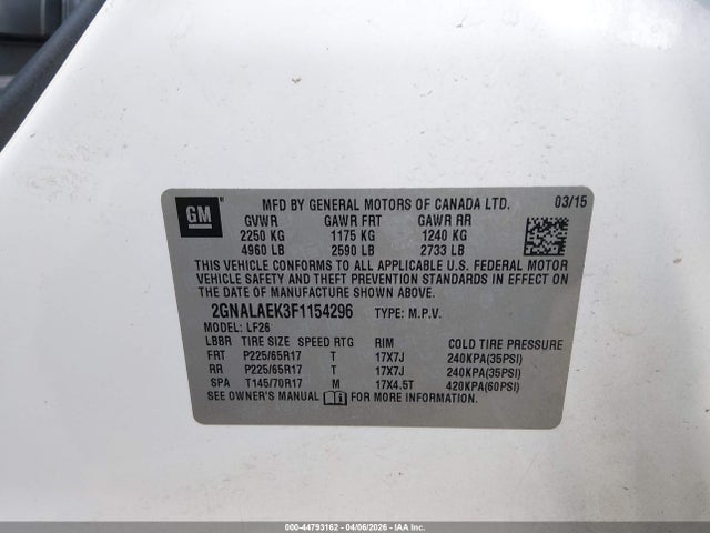 Chevrolet EQUINOX LS 2015 2GNALAEK3F1154296 Image 9