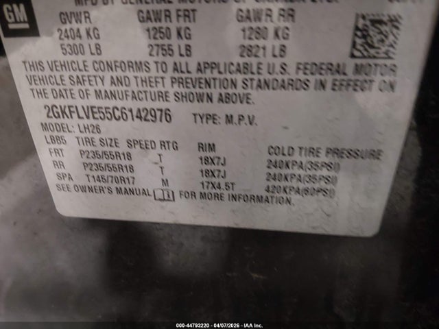 Продаж на аукціоні авто 2012 Gmc Terrain Slt-1, vin: 2GKFLVE55C6142976, номер лоту: 44793220