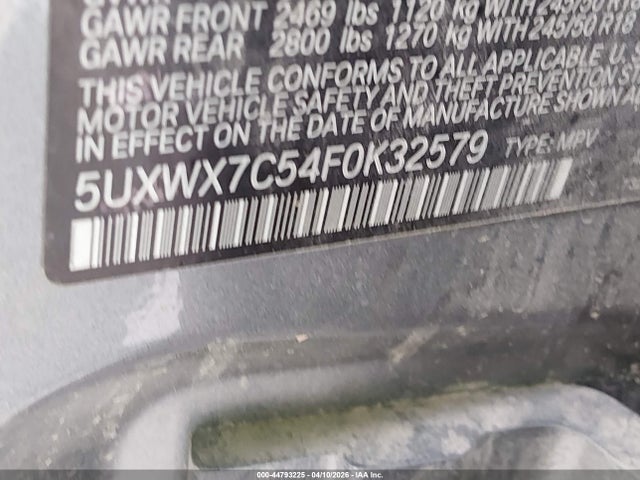 5UXWX7C54F0K32579 BMW X3 Xdrive35i