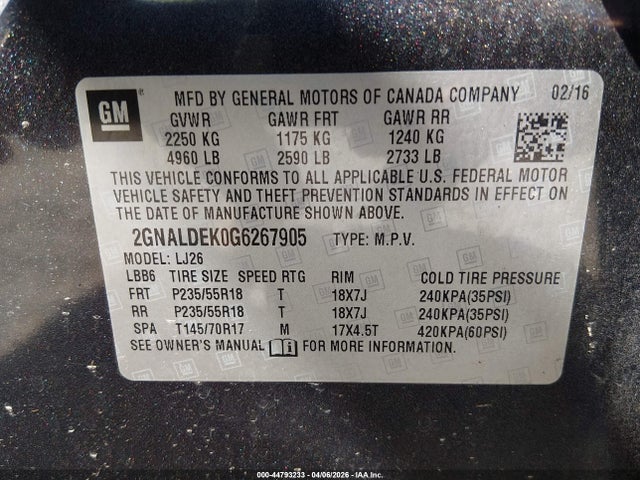 2GNALDEK0G6267905 Chevrolet Equinox Ltz