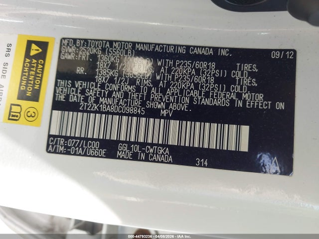 2013 Lexus Rx 350 მანქანა იყიდება აუქციონზე, vin: 2T2ZK1BA8DC098845, აუქციონის ნომერი: 44793236