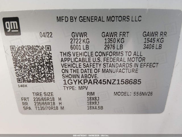 Продажа на аукционе авто 2022 Cadillac Xt6 Fwd Luxury, vin: 1GYKPAR45NZ158685, номер лота: 44793341