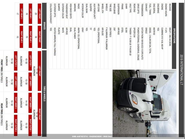 Продаж на аукціоні авто 2019 International Lt, vin: 3HSDZAPR1KN091718, номер лоту: 44793374
