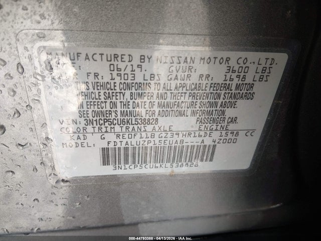 Nissan KICKS SR 2019 3N1CP5CU6KL538828 Image 9