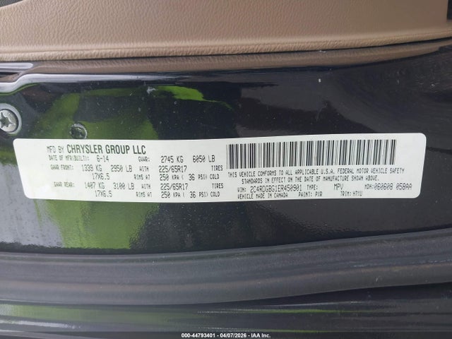 44793401 :رقم المزاد ، 2C4RDGBG1ER450901 vin ، 2014 Dodge Grand Caravan American Value Pkg مزاد بيع