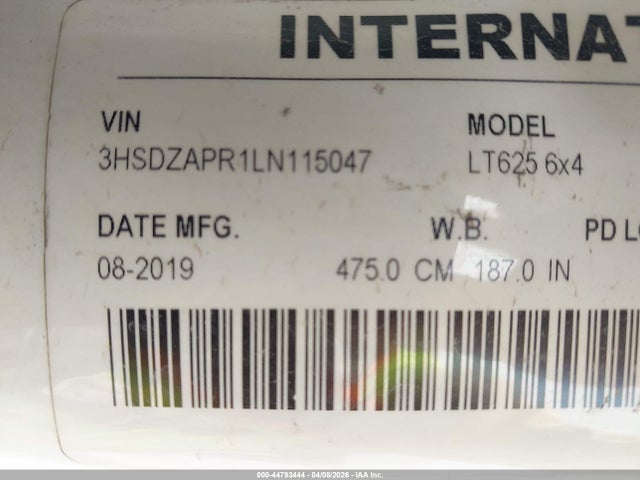 Продаж на аукціоні авто 2020 International Lt, vin: 3HSDZAPR1LN115047, номер лоту: 44793444