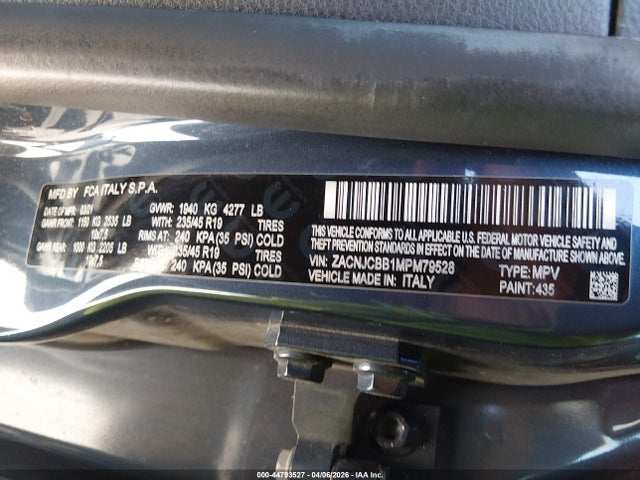 Продажа на аукционе авто 2021 Jeep Renegade Latitude Fwd, vin: ZACNJCBB1MPM79528, номер лота: 44793527