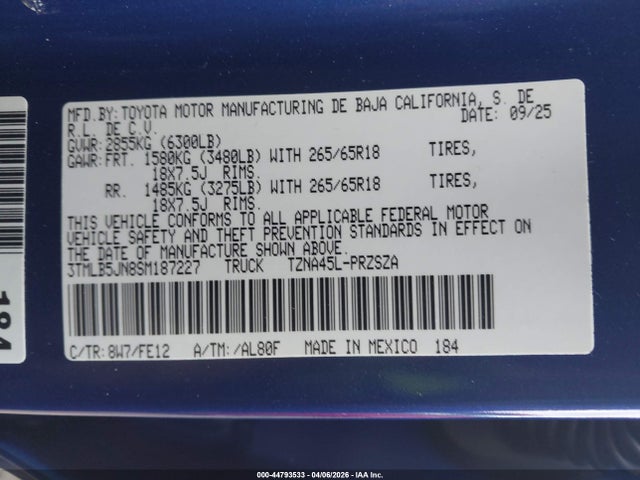 3TMLB5JN8SM187227 Toyota Tacoma Trd Sport