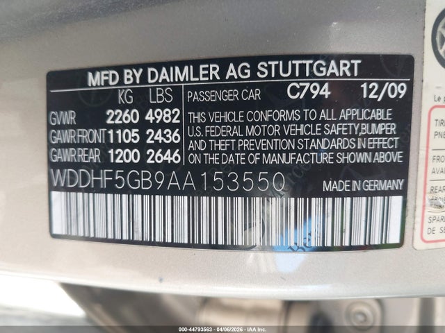 Продаж на аукціоні авто 2010 Mercedes-benz E 350, vin: WDDHF5GB9AA153550, номер лоту: 44793563