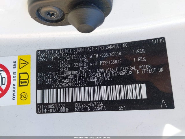 Aukcja sprzedaży 2017 Lexus Rx 350, vin: 2T2BZMCA2HC062832, numer aukcji: 44793585