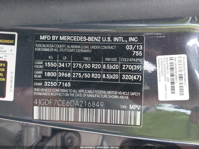 Aukcja sprzedaży 2013 Mercedes-benz Gl 450 4matic, vin: 4JGDF7CE6DA216849, numer aukcji: 44793612