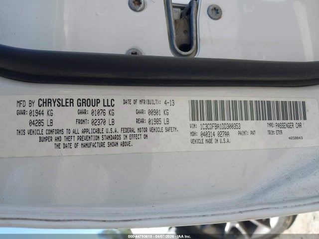 Продажа на аукционе авто 2013 Dodge Dart Sxt, vin: 1C3CDFBA1DD300353, номер лота: 44793615