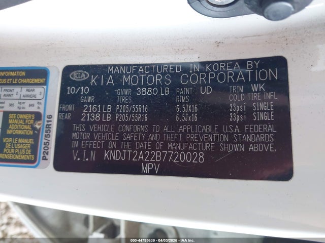 Продажа на аукционе авто 2011 Kia Soul +, vin: KNDJT2A22B7720028, номер лота: 44793639