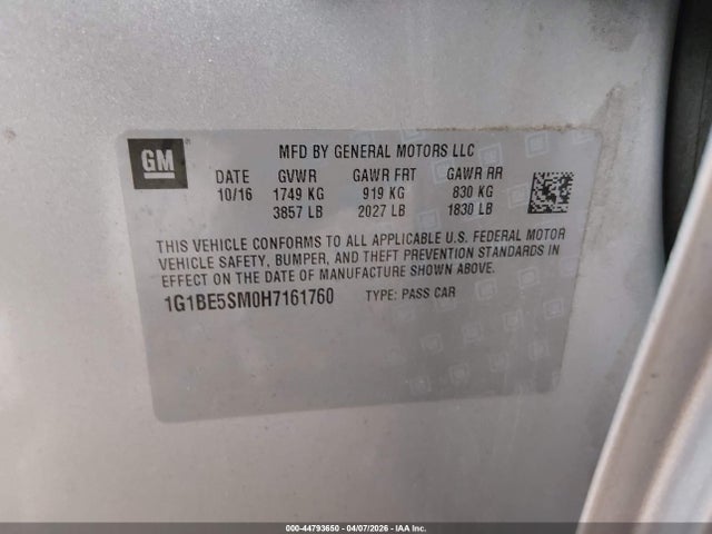 Chevrolet Cruze Lt Auto 2017 1G1BE5SM0H7161760 Image 9