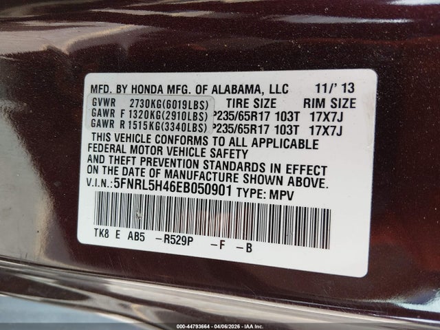 Honda ODYSSEY EX 2014 5FNRL5H46EB050901 Image 9
