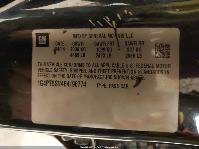 44793673 :رقم المزاد ، 1G4PT5SV4E4196774 vin ، 2014 Buick Verano Premium Group مزاد بيع