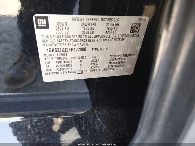 Продаж на аукціоні авто 2015 Gmc Yukon Xl 1500 Denali, vin: 1GKS2JKJ2FR172800, номер лоту: 44793713