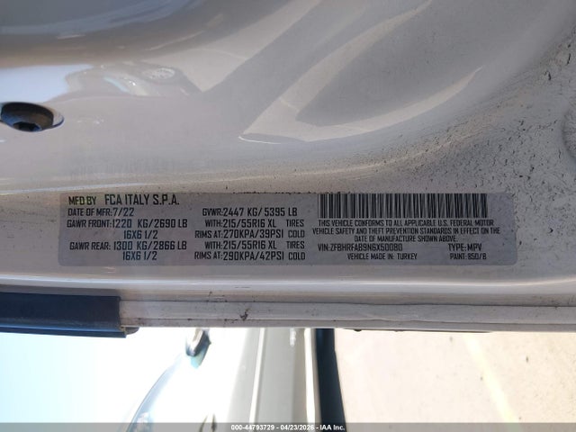 Aukcja sprzedaży 2022 Ram Promaster City Cargo Van, vin: ZFBHRFAB9N6X50080, numer aukcji: 44793729