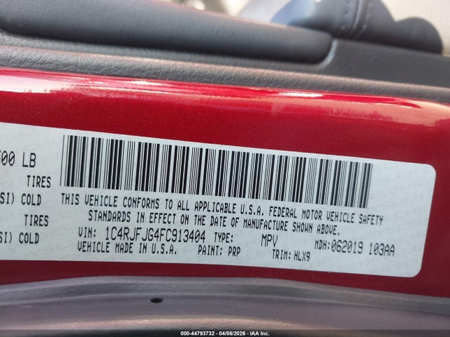 44793732 :رقم المزاد ، 1C4RJFJG4FC913404 vin ، 2015 Jeep Grand Cherokee Summit مزاد بيع