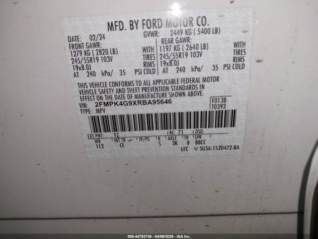 Ford EDGE SE 2024 2FMPK4G9XRBA95646 Image 9