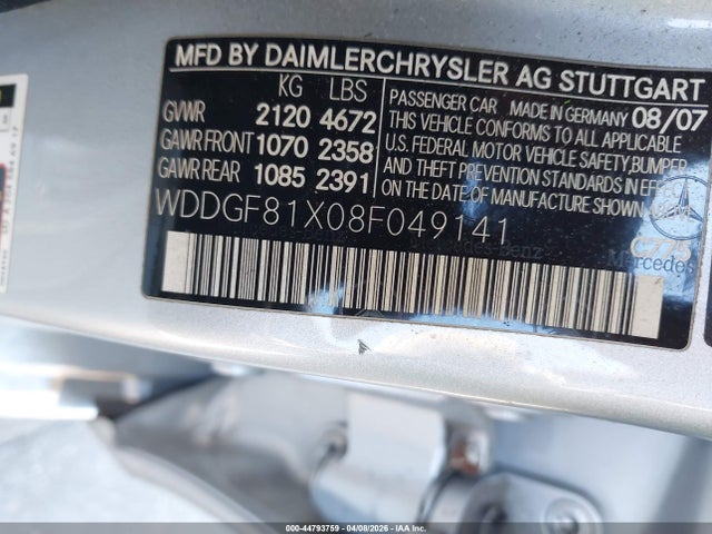 Продаж на аукціоні авто 2008 Mercedes-benz C 300 Luxury 4matic/sport 4matic, vin: WDDGF81X08F049141, номер лоту: 44793759