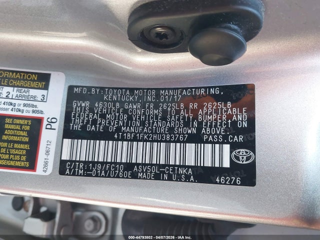 Продажа на аукционе авто 2017 Toyota Camry Le, vin: 4T1BF1FK2HU383767, номер лота: 44793802