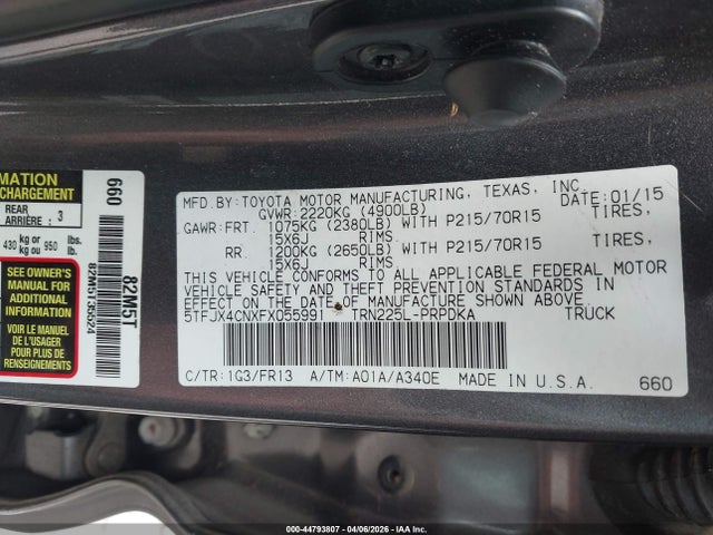 5TFJX4CNXFX055991 Toyota Tacoma